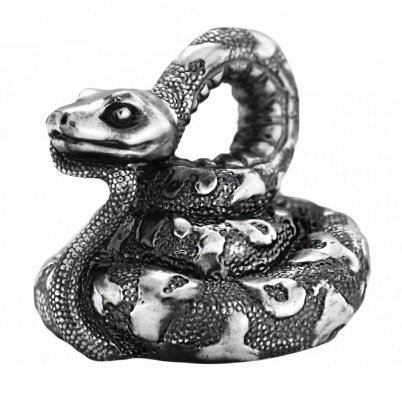 T0017-81001, Сувенир "Змея", (латунь, серебрение) 20х25х25 мм. 
