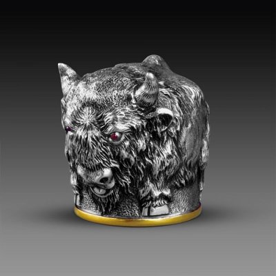 Q0237-13001, Стопка "Зубры" (серебро, золочение) 55х45