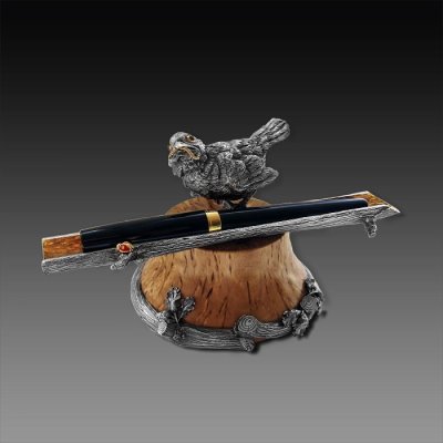 63043 (T0192-13012), Письменный прибор-ручка "Воробей" 95х165х95 мм