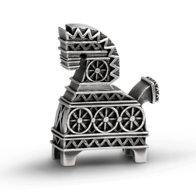 T0479-81001, Сувенир "Лошадка" резная, (латунь, серебрение) 10,55 гр 30х25 мм.