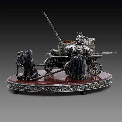 Q0219-10001, Набор для специй Солоха (серебро, золочение, яшма)