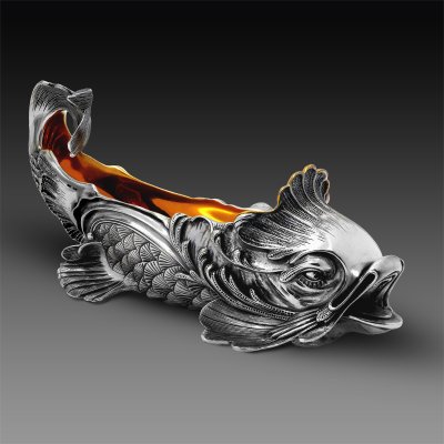 Q0146-13001, Икорница "Рыба" (серебро, золочение)